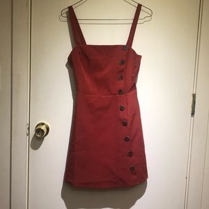 Burnt auburn button-down mini dress